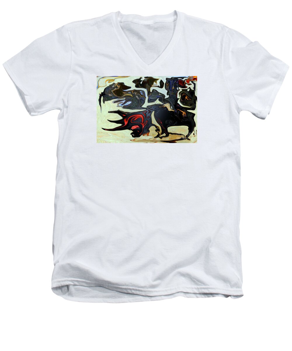 Abstract Men's V-Neck T-Shirt featuring the photograph Devil Dog by Rick Rauzi