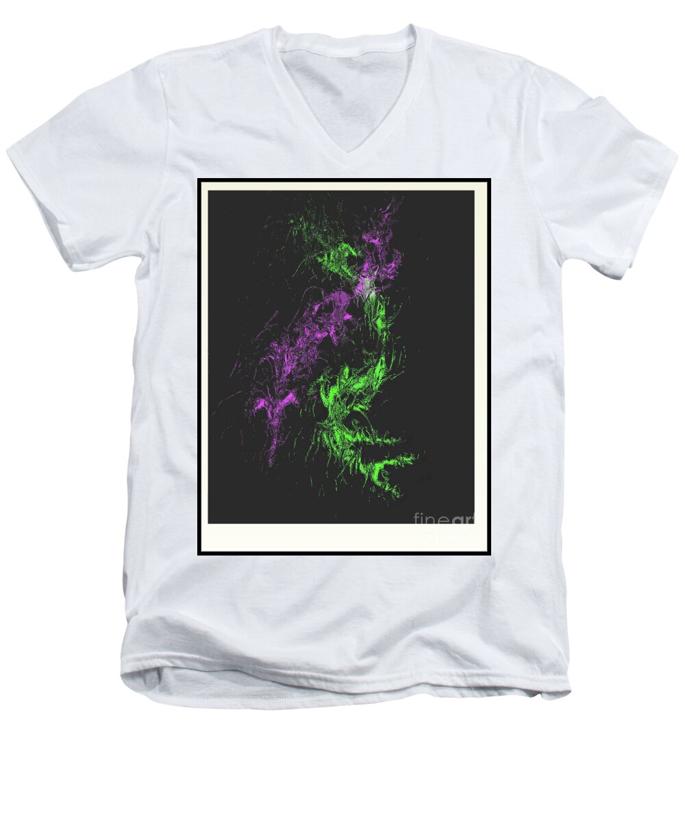 Abstract Modern Men's V-Neck T-Shirt featuring the digital art Distortion by John Krakora
