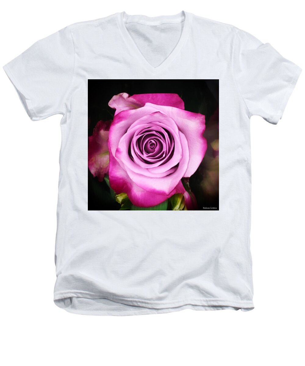 Rose Men's V-Neck T-Shirt featuring the photograph Dreamy Pink by Nathan Little