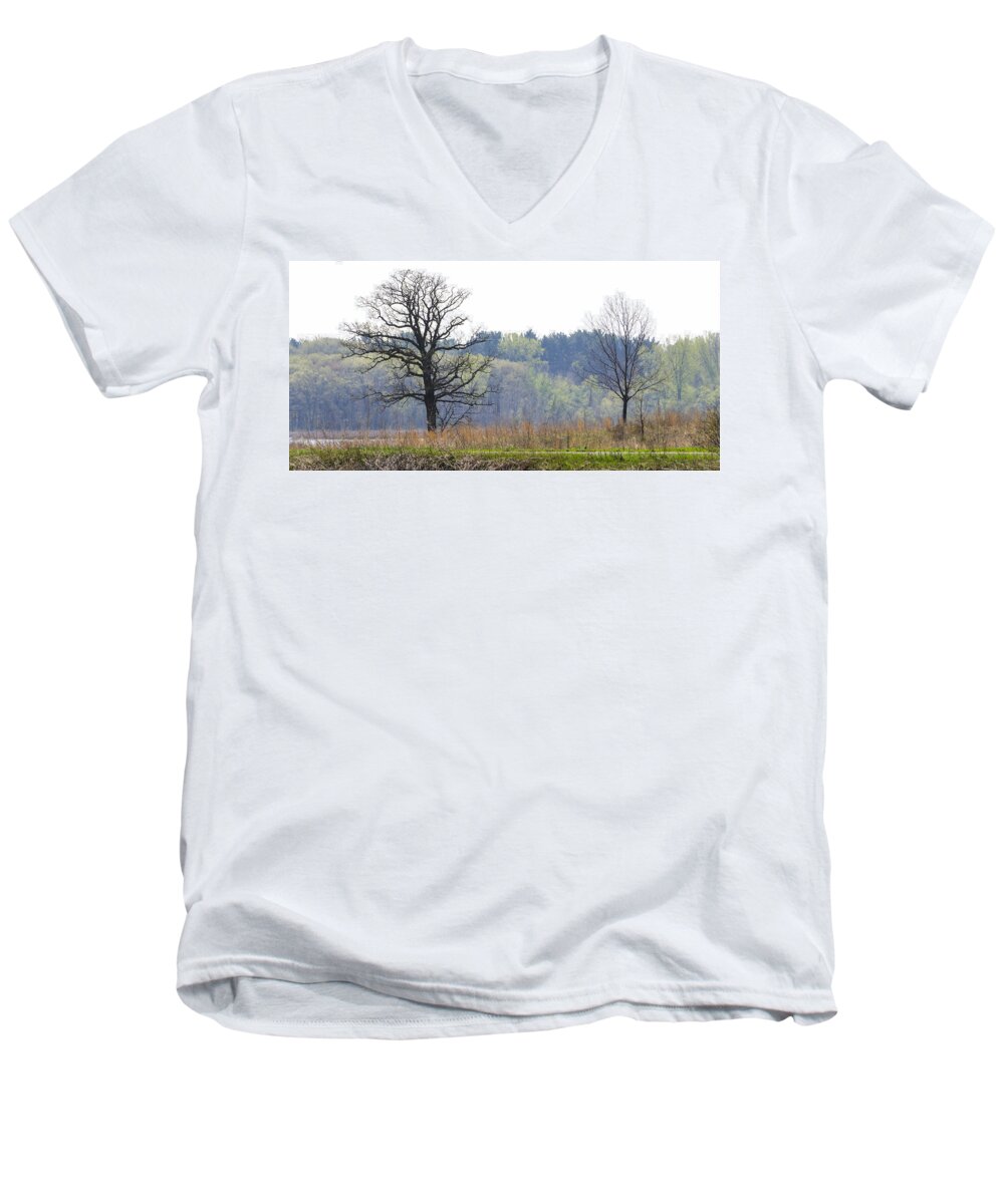 Trees Men's V-Neck T-Shirt featuring the photograph Early Spring Silhouettes by Lynn Hansen