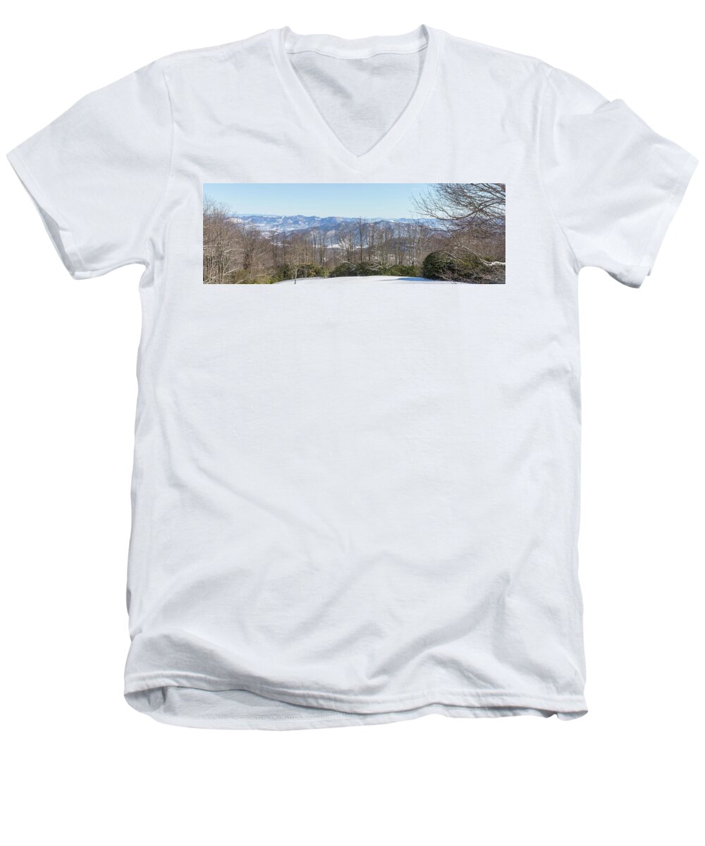 Snowscape Men's V-Neck T-Shirt featuring the photograph Easterly Winter View by D K Wall