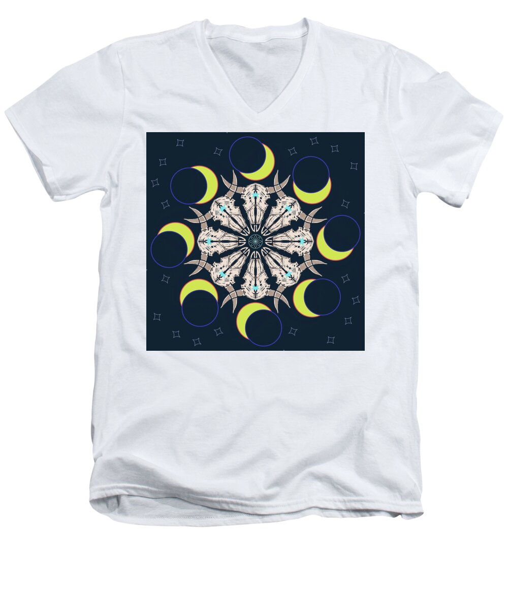 Art Men's V-Neck T-Shirt featuring the digital art Eclipse 2 by Ronda Broatch