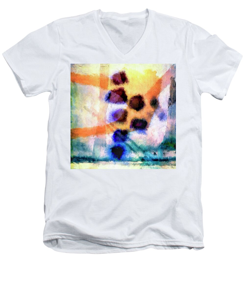 Abstract Men's V-Neck T-Shirt featuring the painting El Paso del Tiempo by Dominic Piperata