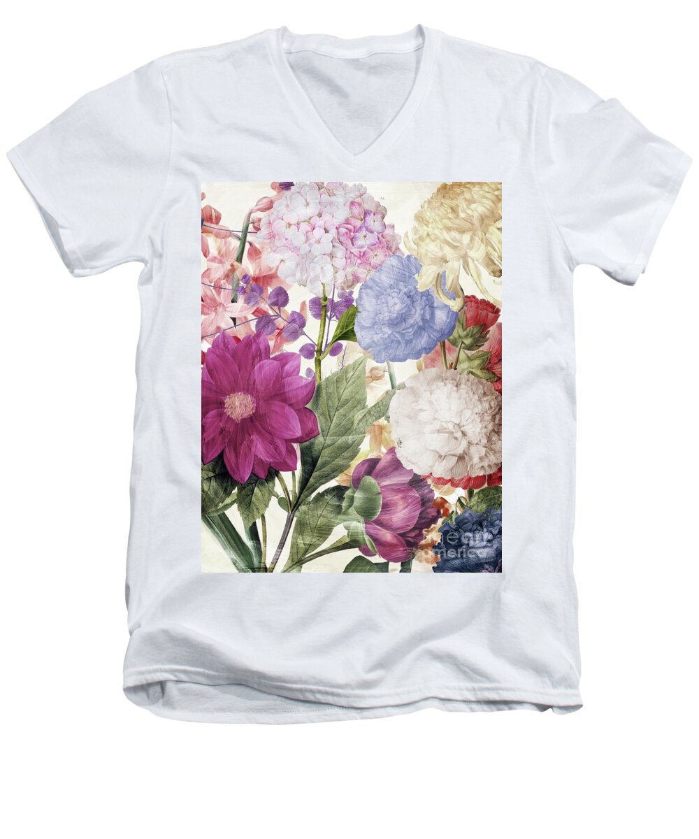 Florals Men's V-Neck T-Shirt featuring the painting Embry II by Mindy Sommers
