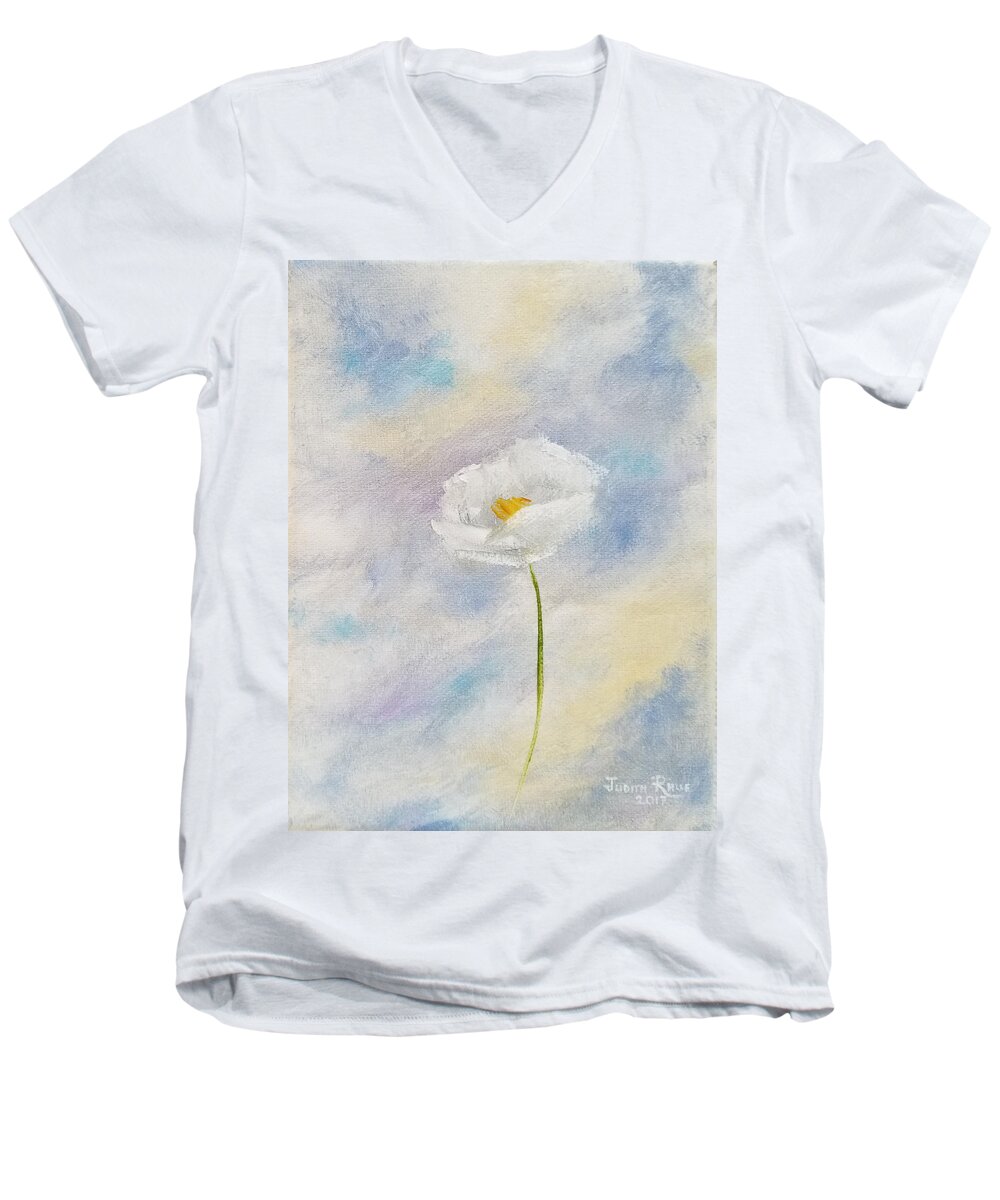 Flower Men's V-Neck T-Shirt featuring the painting Ethereal Aspirations by Judith Rhue