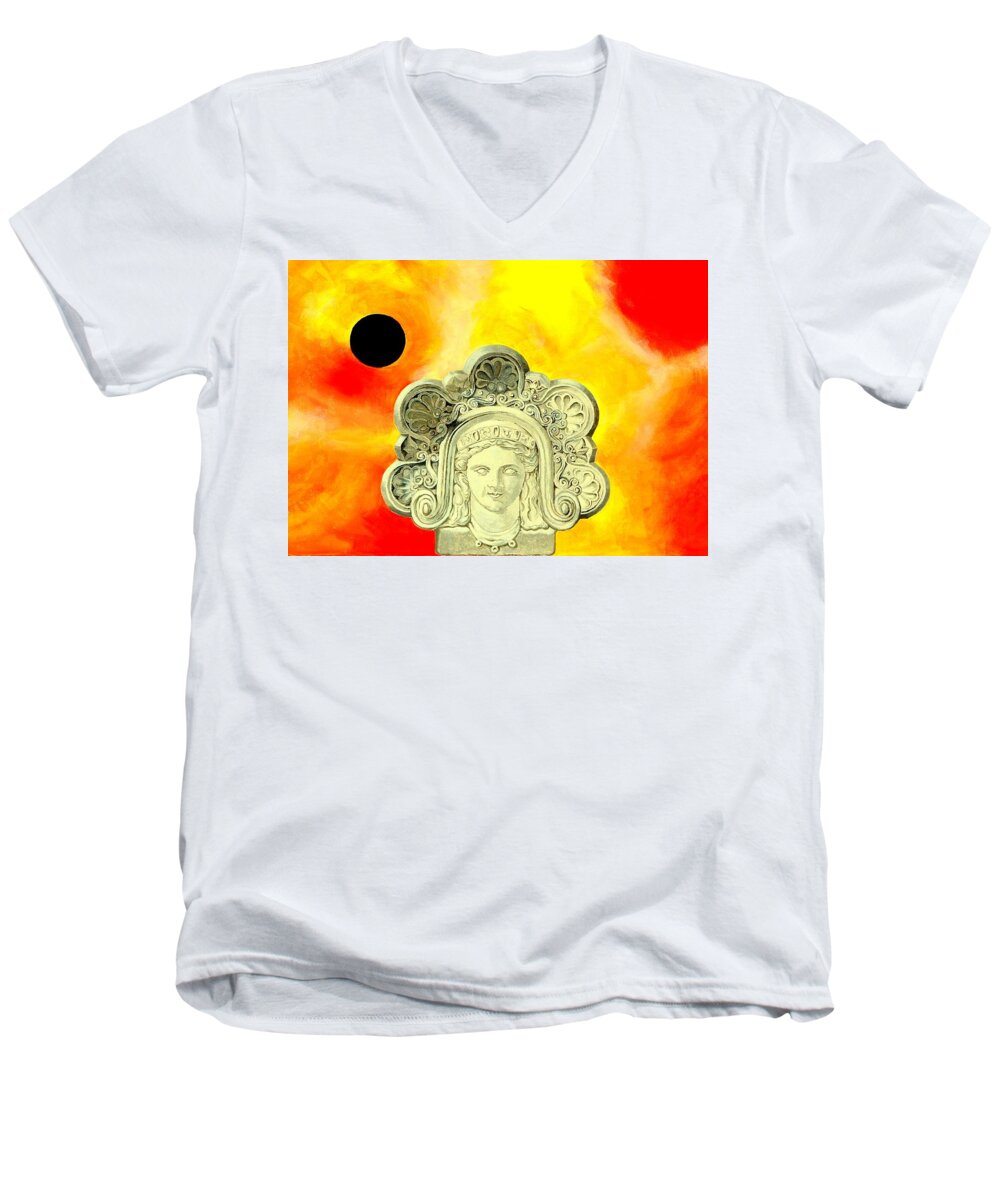 Roman Men's V-Neck T-Shirt featuring the painting Fall of Rome II by Thomas Gronowski