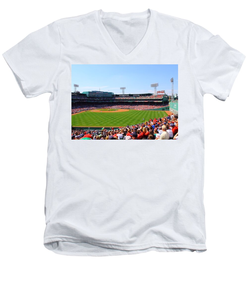 Fenway Park Men's V-Neck T-Shirt featuring the photograph Fenway by Jeff Heimlich