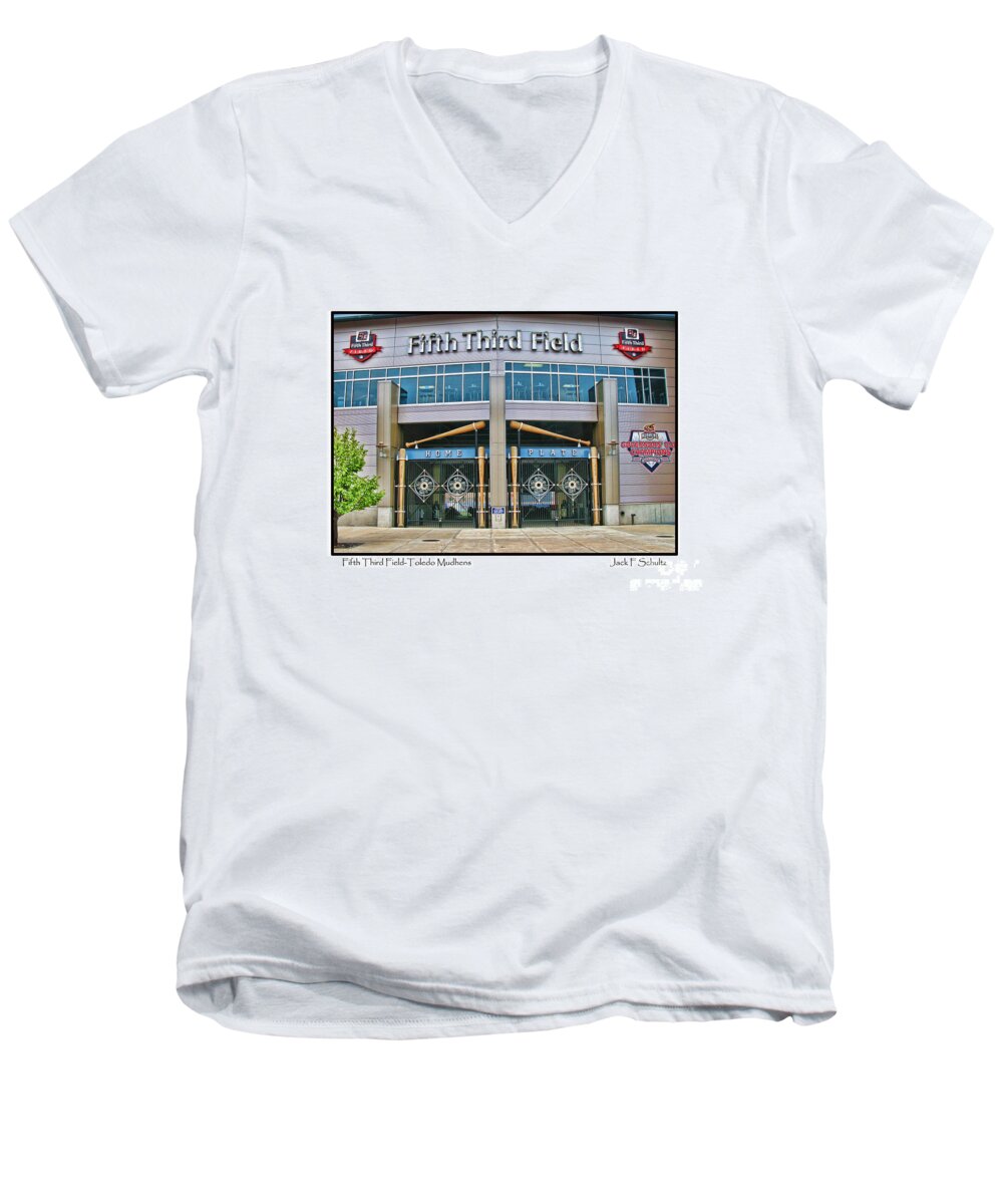 Fifth Third Field Men's V-Neck T-Shirt featuring the photograph Fifth Third Field Toledo Mudhens by Jack Schultz