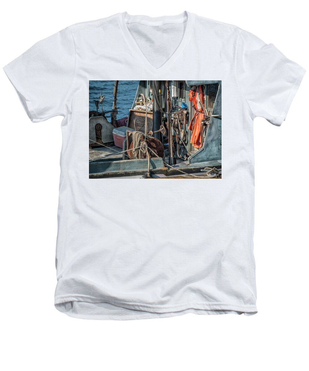 Fishing Men's V-Neck T-Shirt featuring the photograph Fishing Trawler by Rick Mosher