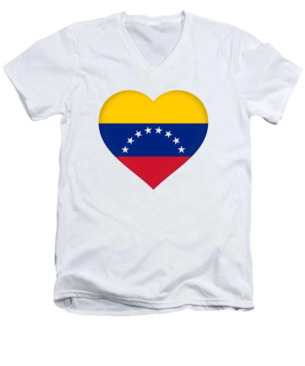 Venezuela Men's V-Neck T-Shirt featuring the photograph Flag of Venezuela Heart by Roy Pedersen