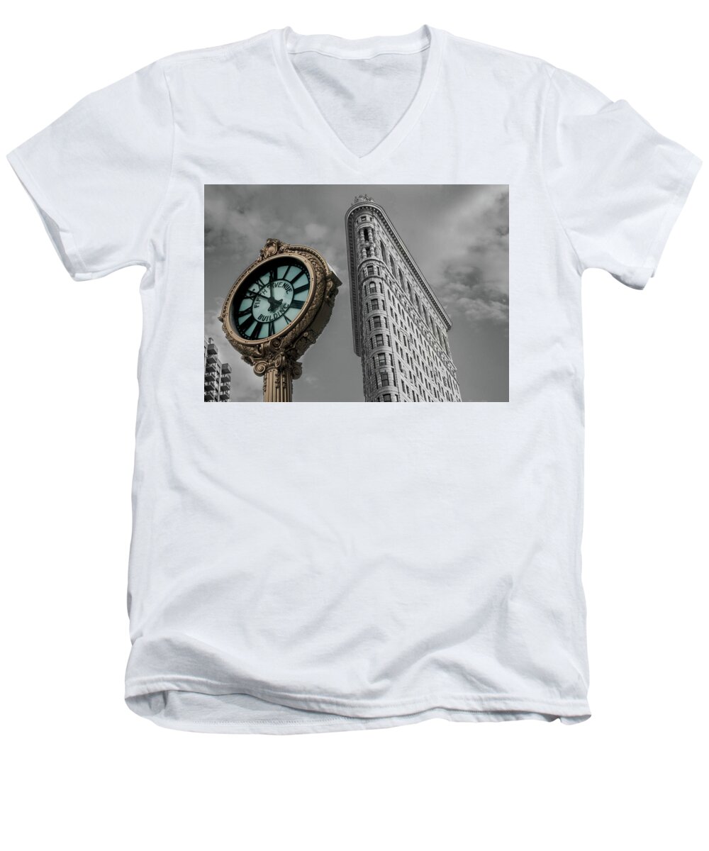 America Men's V-Neck T-Shirt featuring the photograph Flatiron Building by Kyle Lee