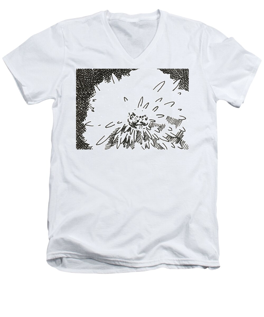 Flower Men's V-Neck T-Shirt featuring the drawing Flower 1 2015 ACEO by Joseph A Langley