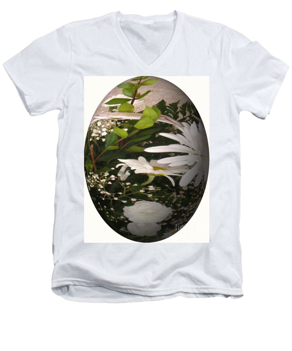 Flower Men's V-Neck T-Shirt featuring the digital art Flower Egg by Charles Robinson