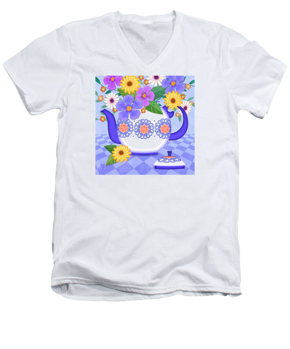 Flowers Men's V-Neck T-Shirt featuring the digital art Flowers From My Garden by Valerie Drake Lesiak