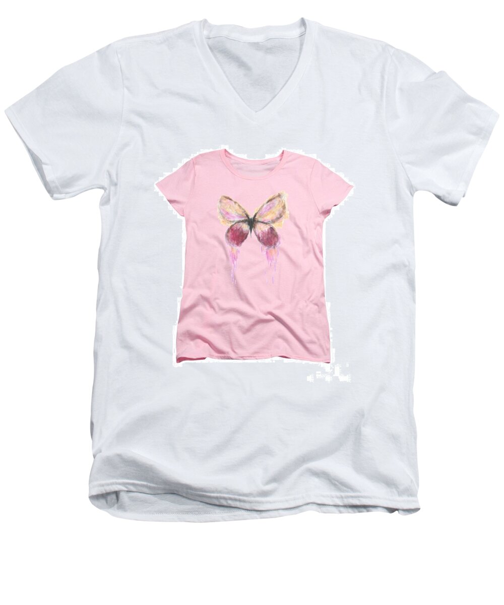  Men's V-Neck T-Shirt featuring the painting Flutterby #1 by Herb Strobino