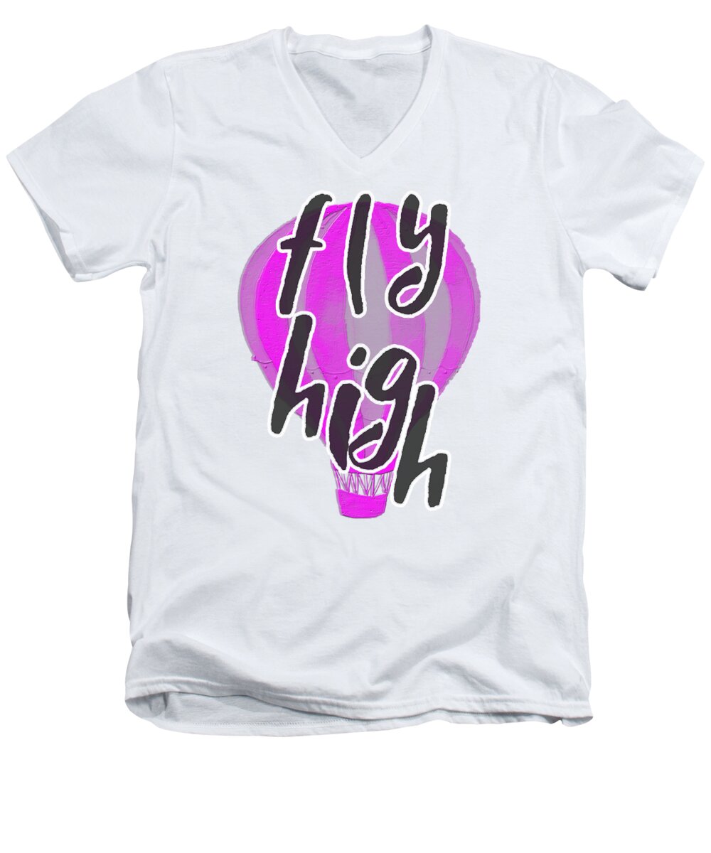 Fly Men's V-Neck T-Shirt featuring the digital art Fly High by Judy Hall-Folde