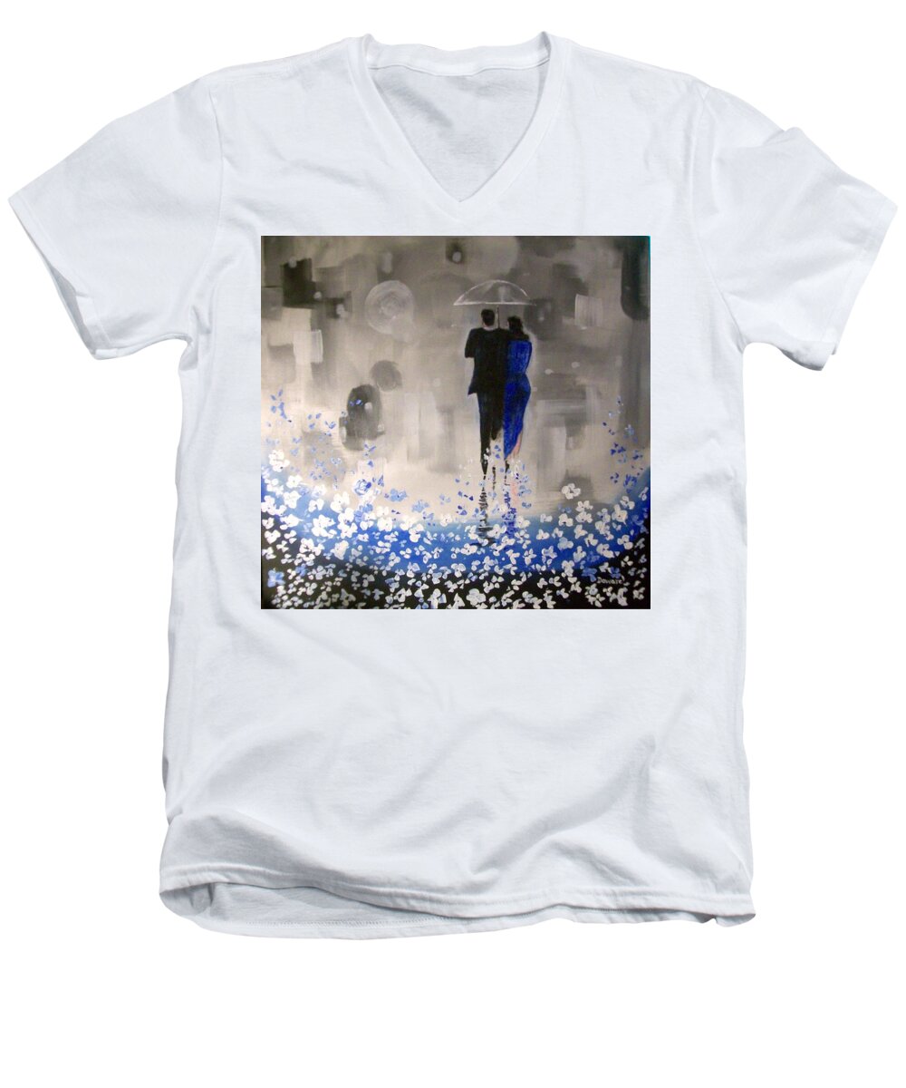 Art Men's V-Neck T-Shirt featuring the painting Forever Love by Raymond Doward