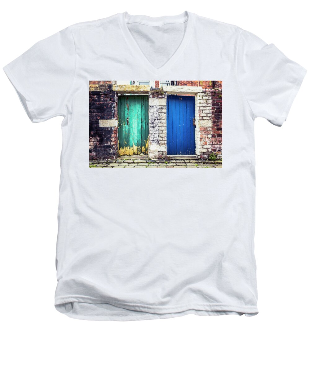 Urban Men's V-Neck T-Shirt featuring the photograph Gates by Nick Barkworth