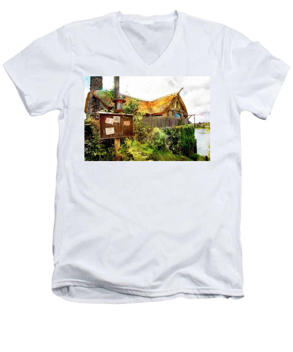 Hobbits Men's V-Neck T-Shirt featuring the photograph Gathering Place by Kathryn McBride