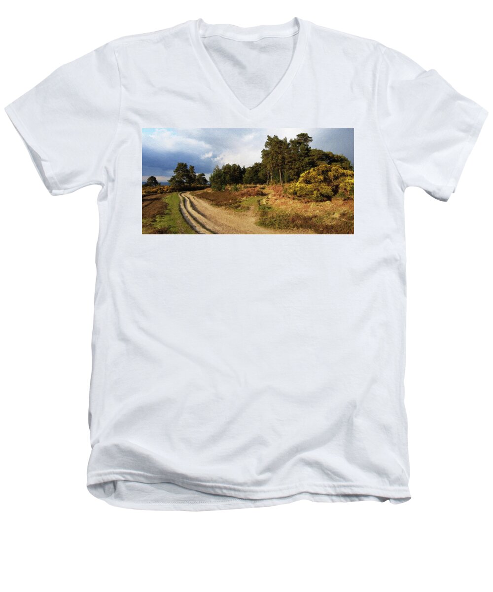  Men's V-Neck T-Shirt featuring the digital art Gills Lap by Julian Perry