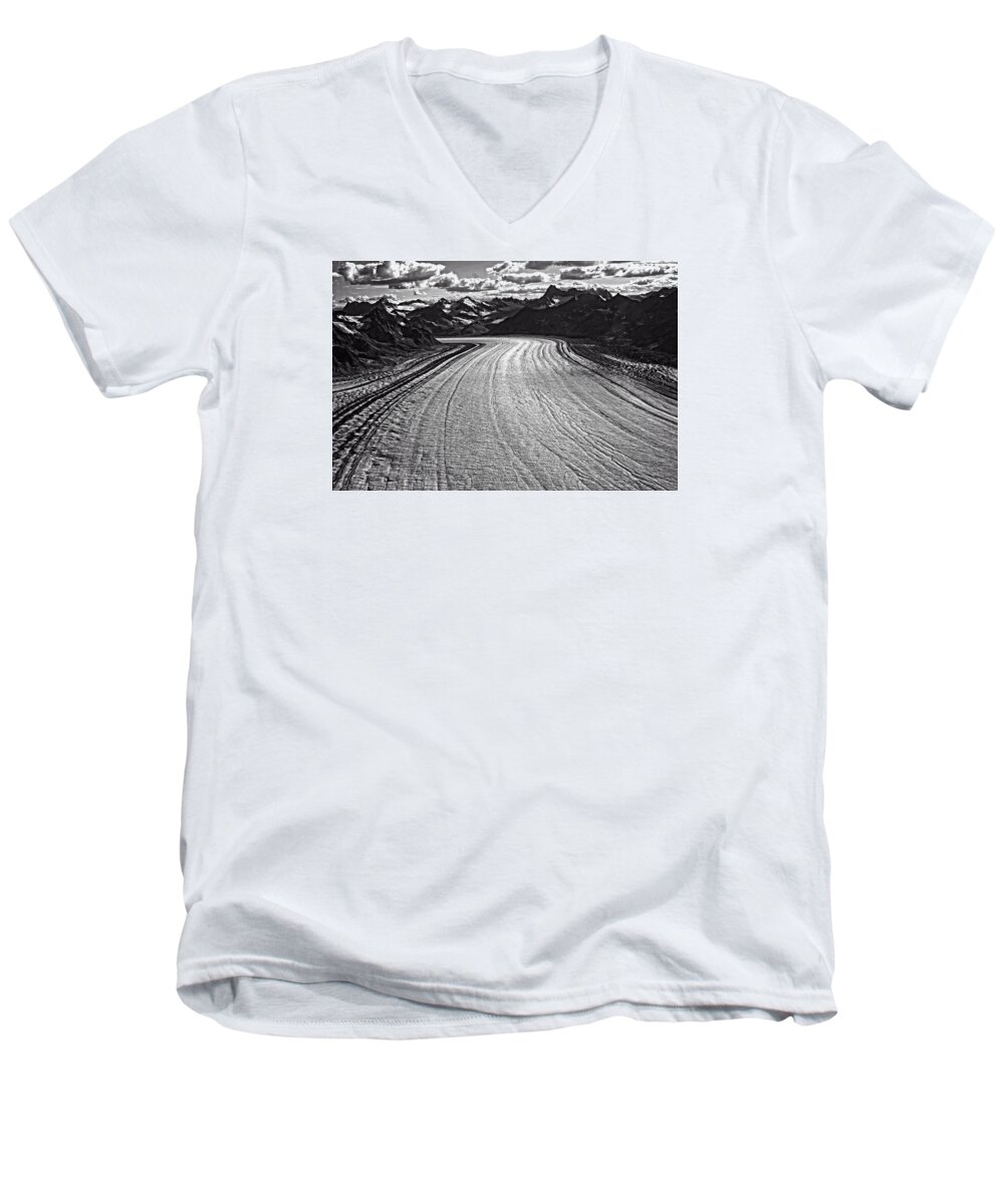 Alaska Men's V-Neck T-Shirt featuring the photograph Glacier Field Alaska by Waterdancer 