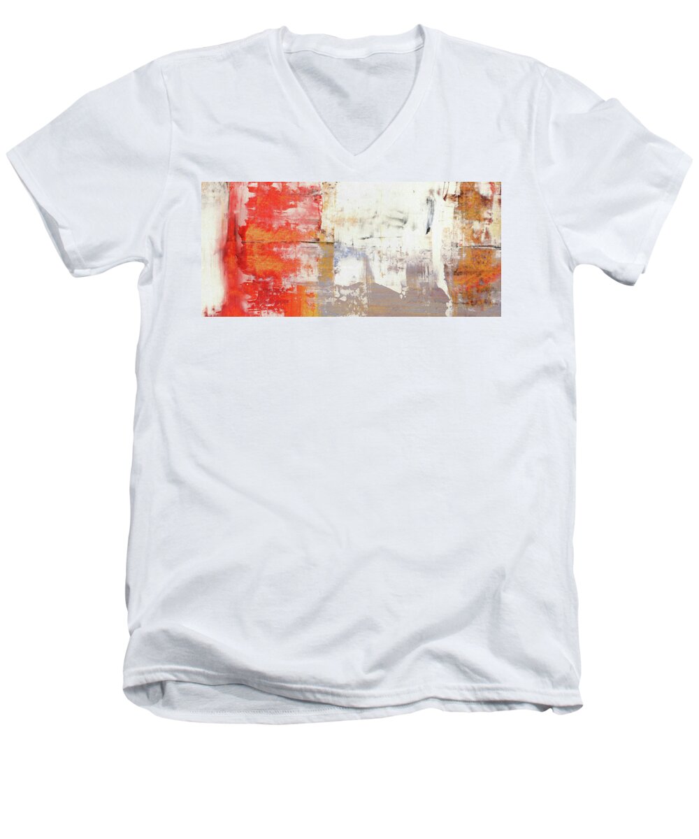 Art Men's V-Neck T-Shirt featuring the painting Glorious Mess - Bright Abstract Painting by Modern Abstract