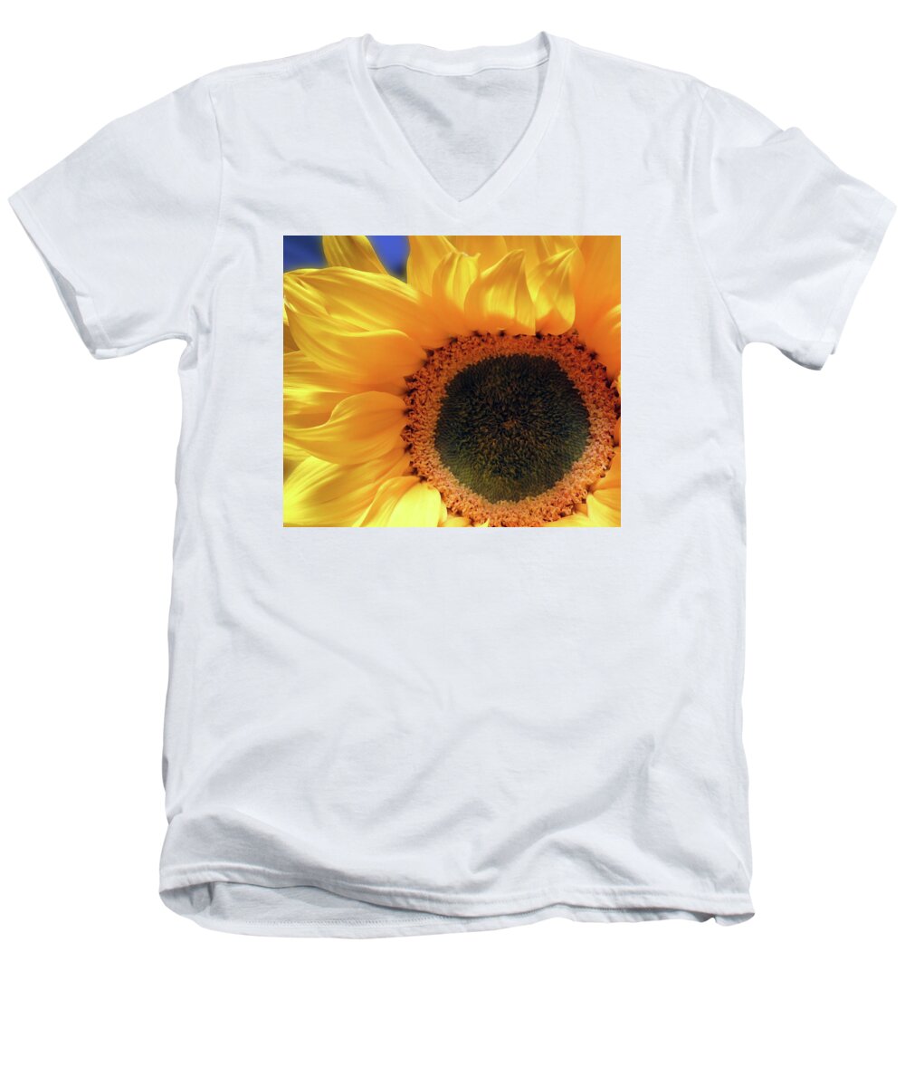 Sunflower Men's V-Neck T-Shirt featuring the photograph Glorious Sunflower by Johanna Hurmerinta