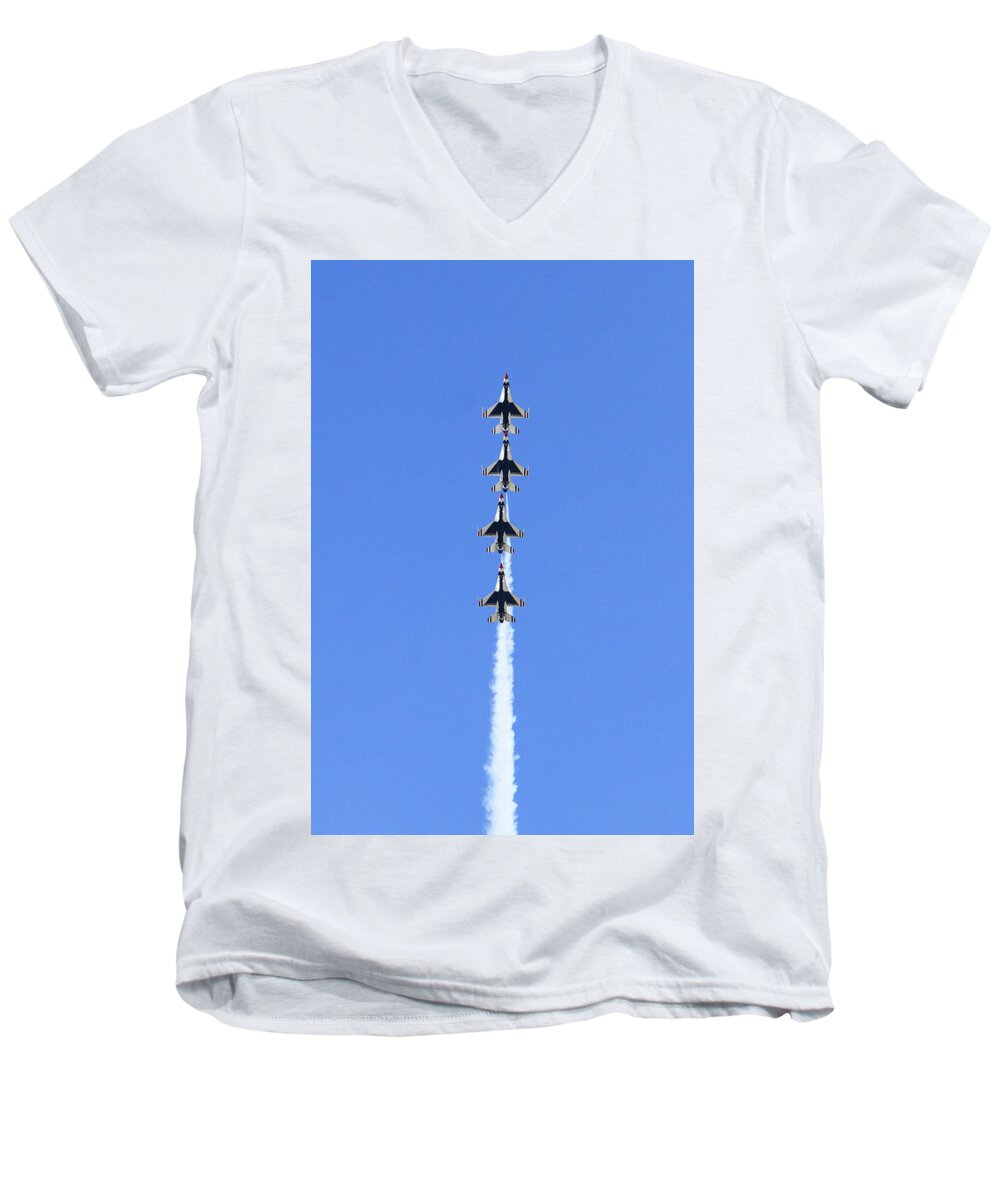 F-16 Men's V-Neck T-Shirt featuring the photograph Going Vertical by Shoal Hollingsworth