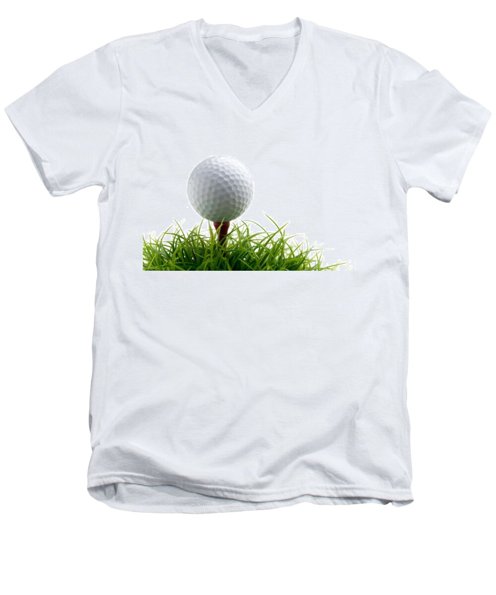 Activity Men's V-Neck T-Shirt featuring the photograph Golfball by Kati Finell