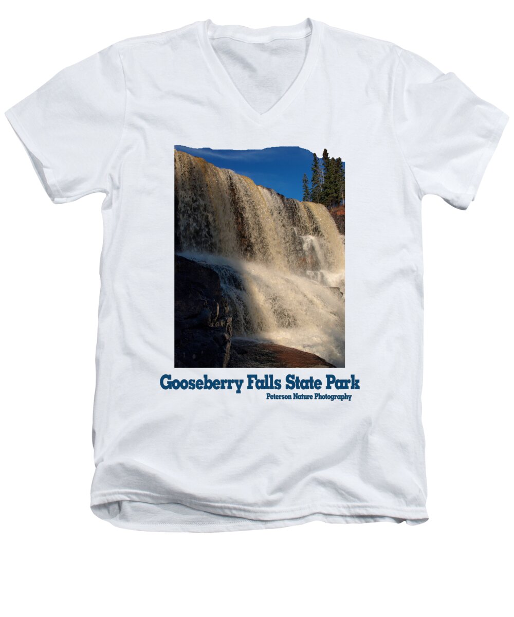Vertical Men's V-Neck T-Shirt featuring the photograph Gooseberry Falls by James Peterson
