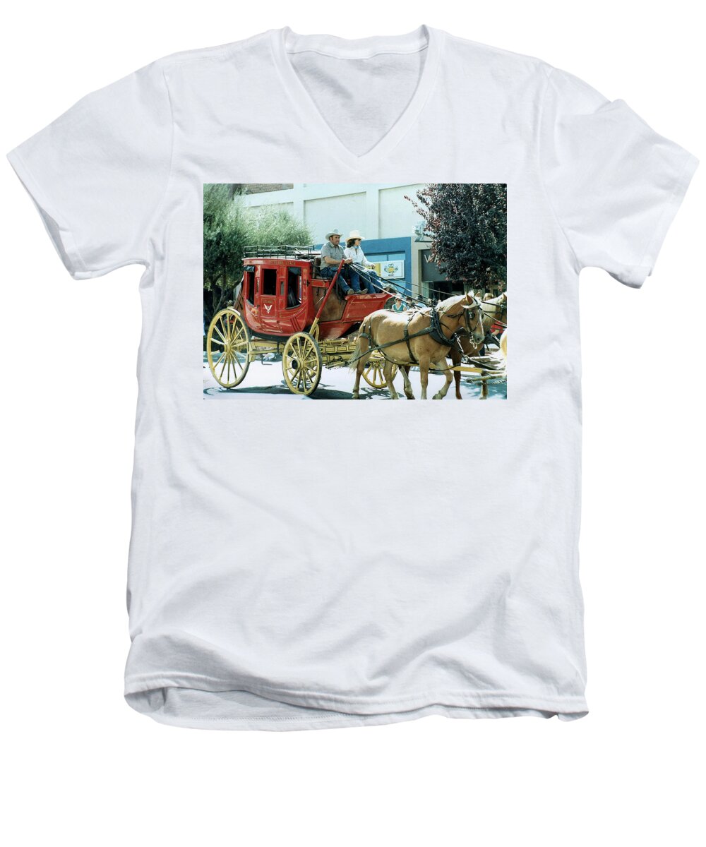 Western Men's V-Neck T-Shirt featuring the photograph Goshen Parade 1980-2 by Gene Parks
