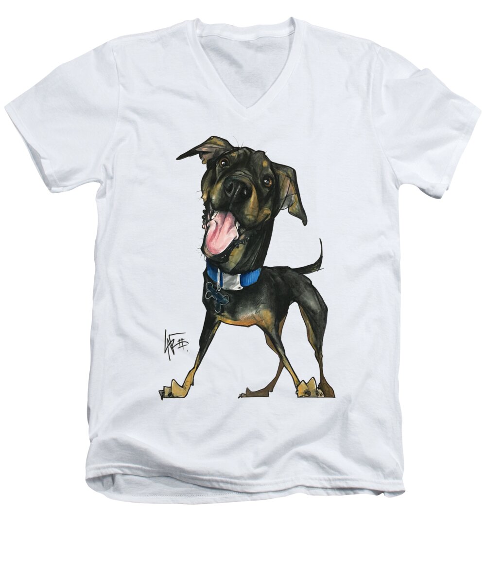 Pet Portrait Men's V-Neck T-Shirt featuring the drawing Grand 3171 by John LaFree