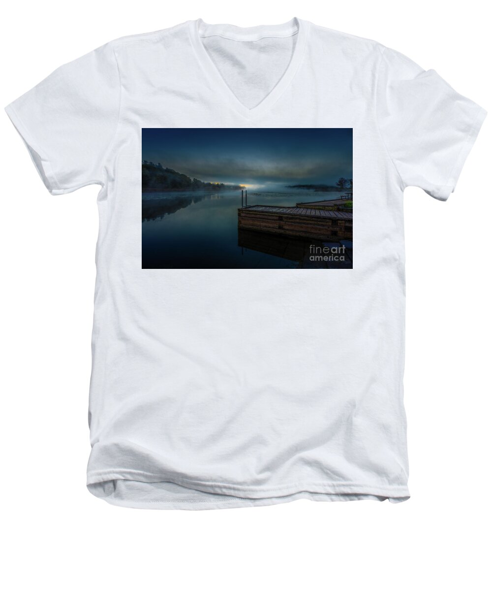 Calm Men's V-Neck T-Shirt featuring the photograph Grass Creek Sunrise 1 by Roger Monahan