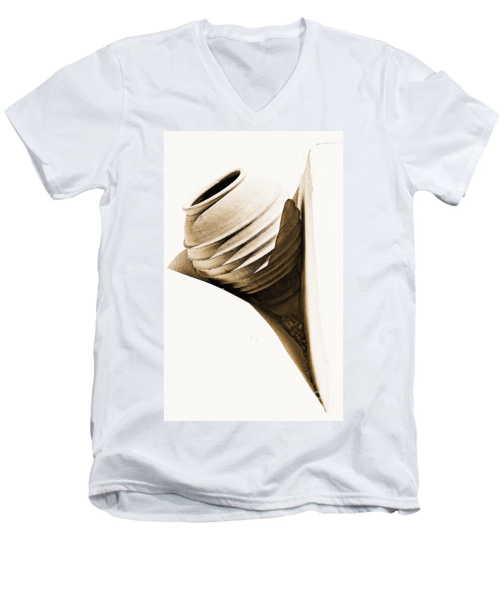 Abstract Men's V-Neck T-Shirt featuring the photograph Greek Urn by Meirion Matthias