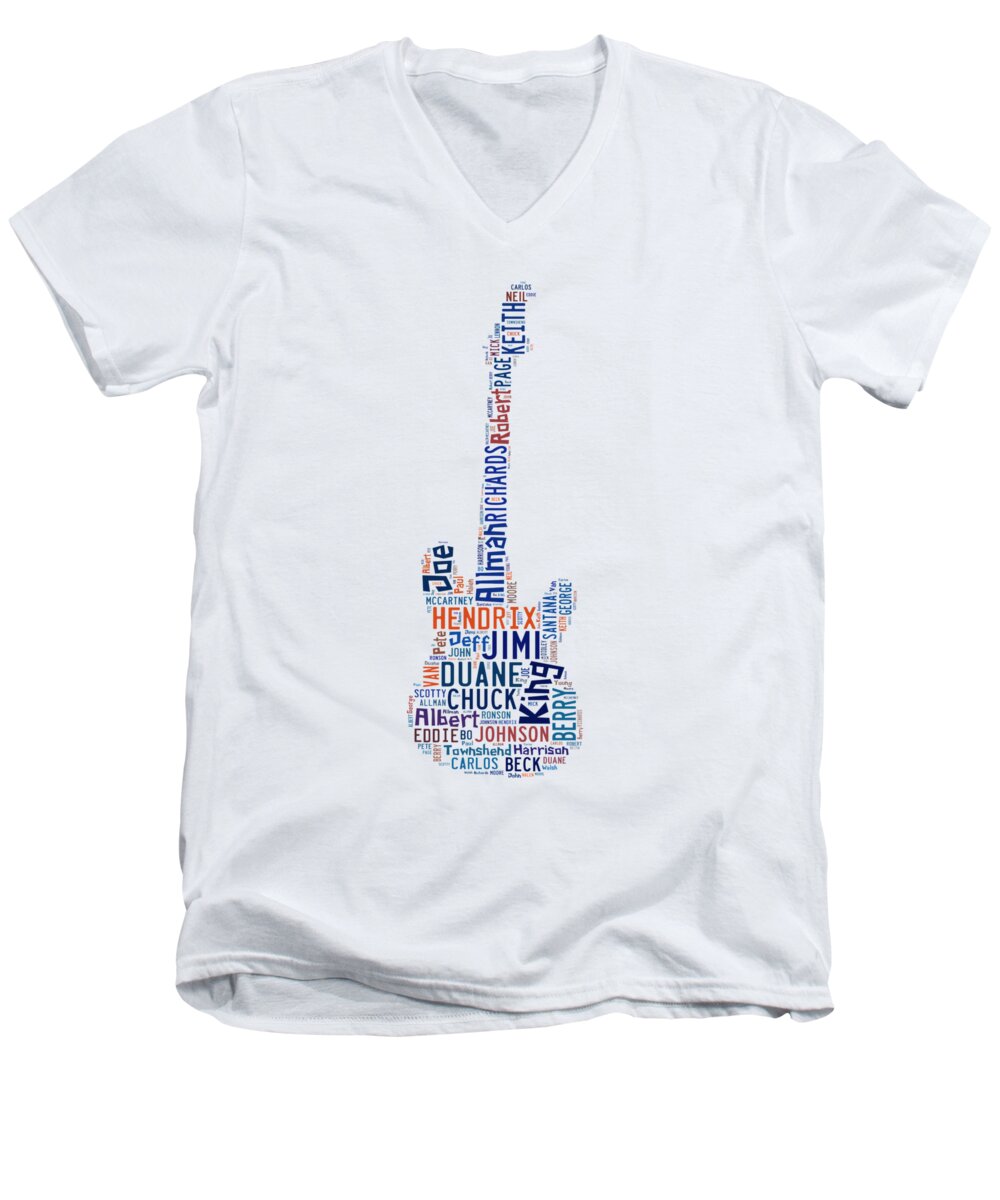 Duane Allman Men's V-Neck T-Shirt featuring the digital art Guitar Legends by Bill Cannon