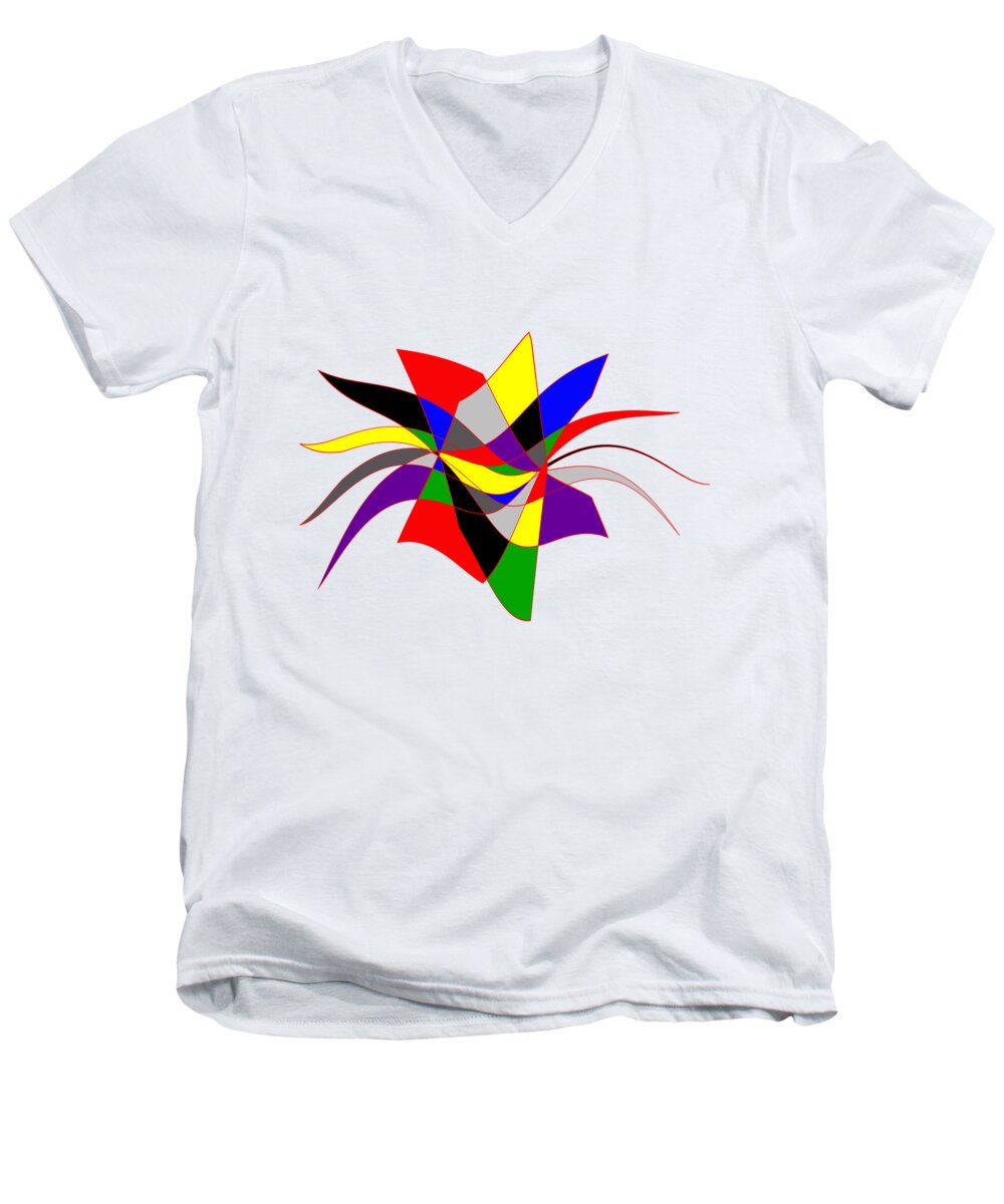 Harlequin Flower Men's V-Neck T-Shirt featuring the painting Harlequin Flower by Two Hivelys