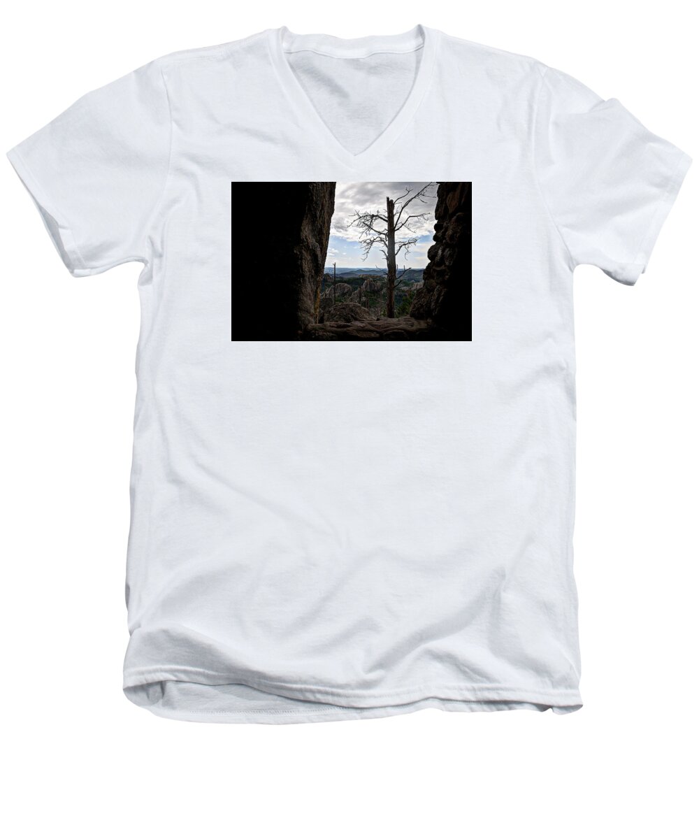 Park Men's V-Neck T-Shirt featuring the photograph Harney Peak Lookout by Deborah Klubertanz