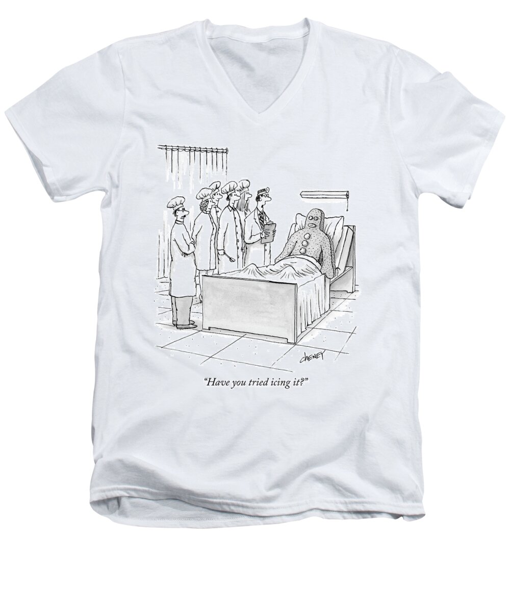 Cctk Men's V-Neck T-Shirt featuring the drawing Have you tried icing it by Tom Cheney