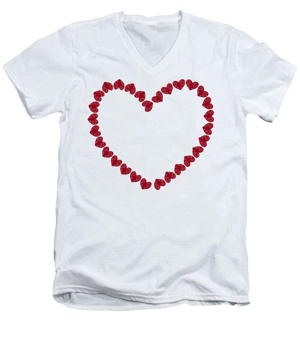 Art Men's V-Neck T-Shirt featuring the painting Heart from red hearts by Frank Tschakert