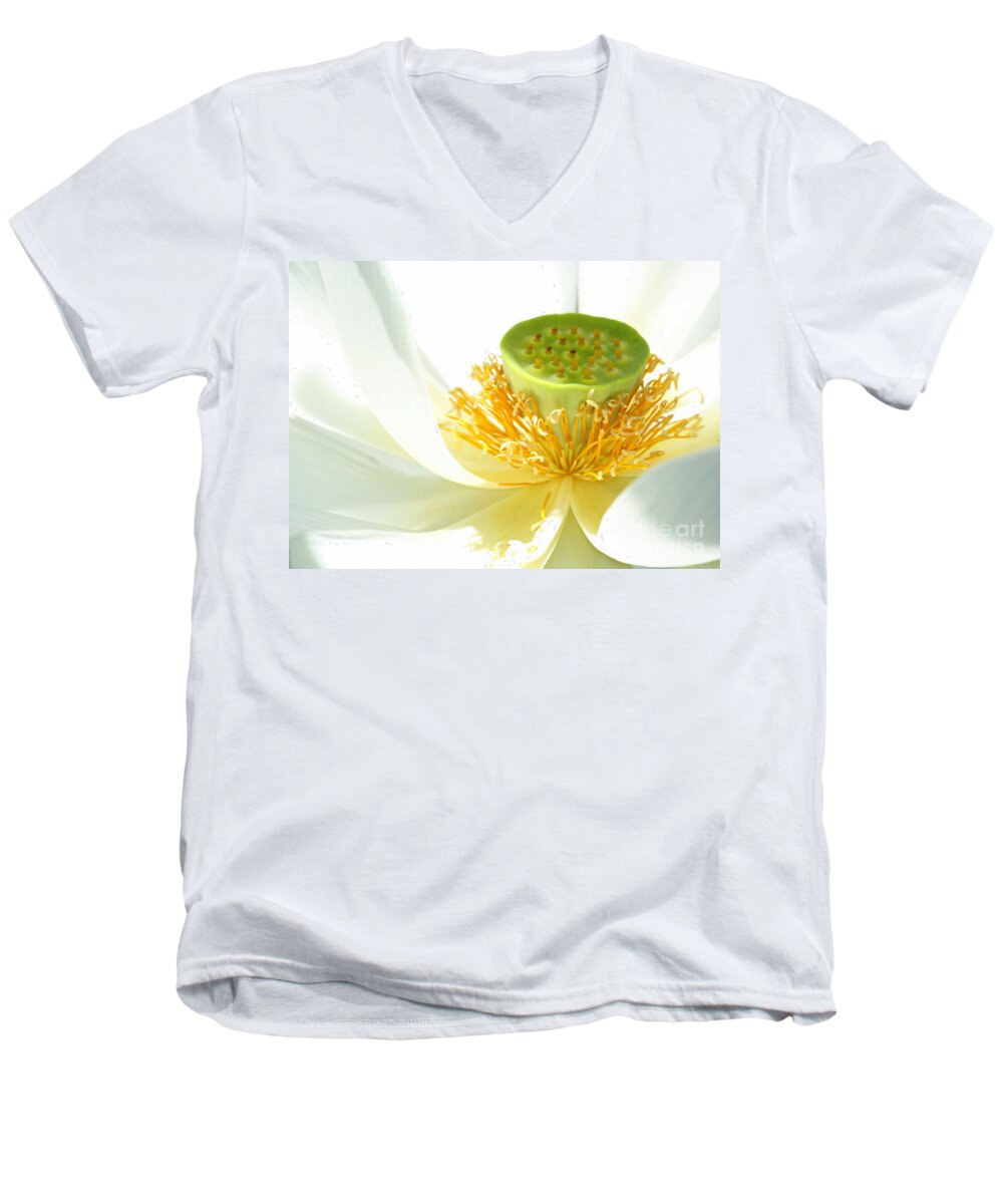 Lotus Men's V-Neck T-Shirt featuring the photograph High Key Lotus by Sabrina L Ryan