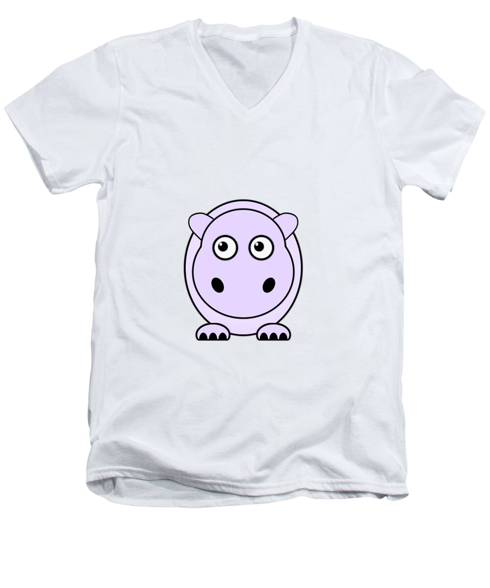 Hippopotamus Men's V-Neck T-Shirt featuring the mixed media Hippo - Animals - Art for Kids by Anastasiya Malakhova