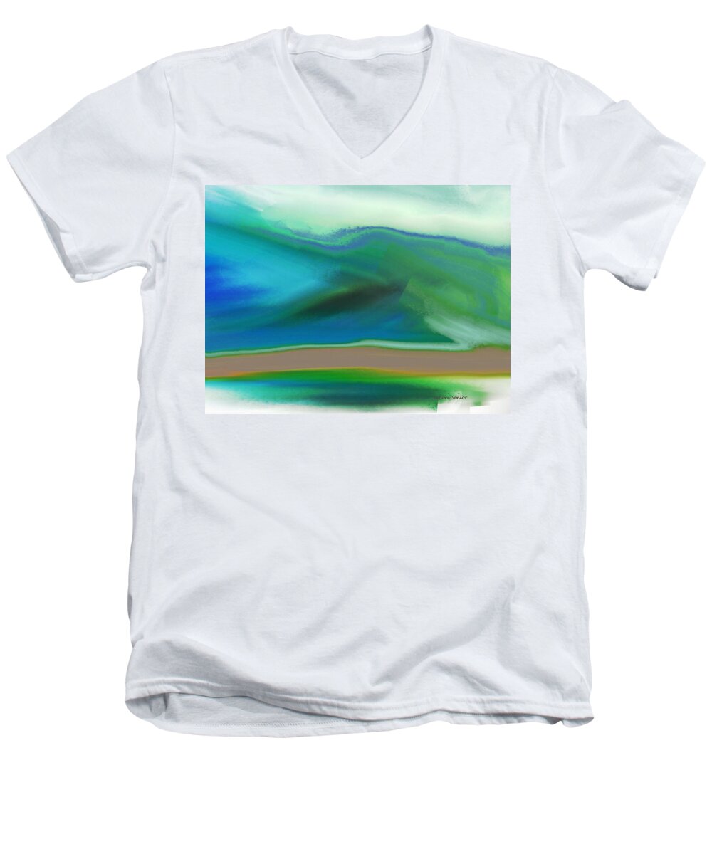 Abstract Men's V-Neck T-Shirt featuring the painting How It Feels by Lenore Senior