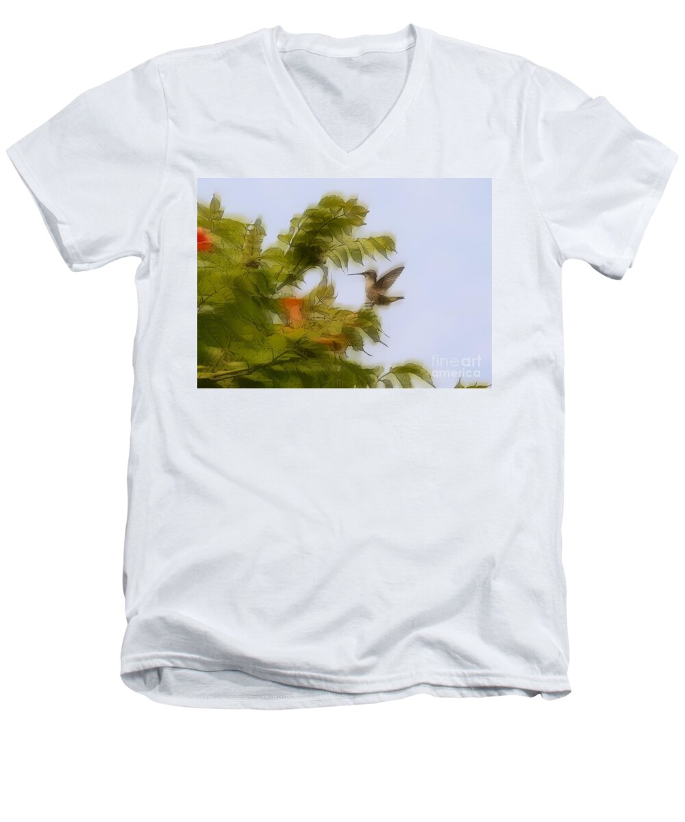 Nature Men's V-Neck T-Shirt featuring the photograph Humbird by Robert Pearson