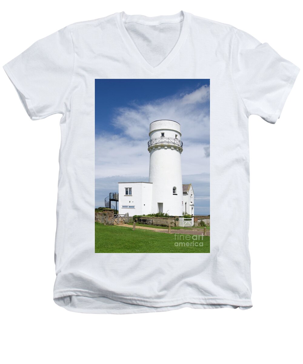 Hunstanton Men's V-Neck T-Shirt featuring the photograph Hunstanton lighthouse by Steev Stamford