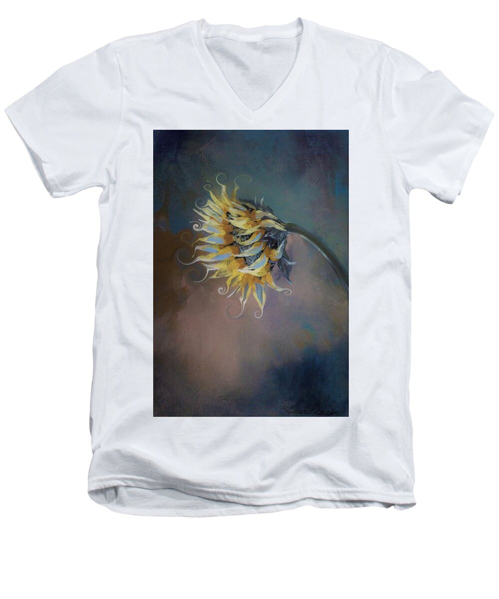 Sunflower Men's V-Neck T-Shirt featuring the digital art I Feel Like A Sunflower Painting by Lisa Kaiser