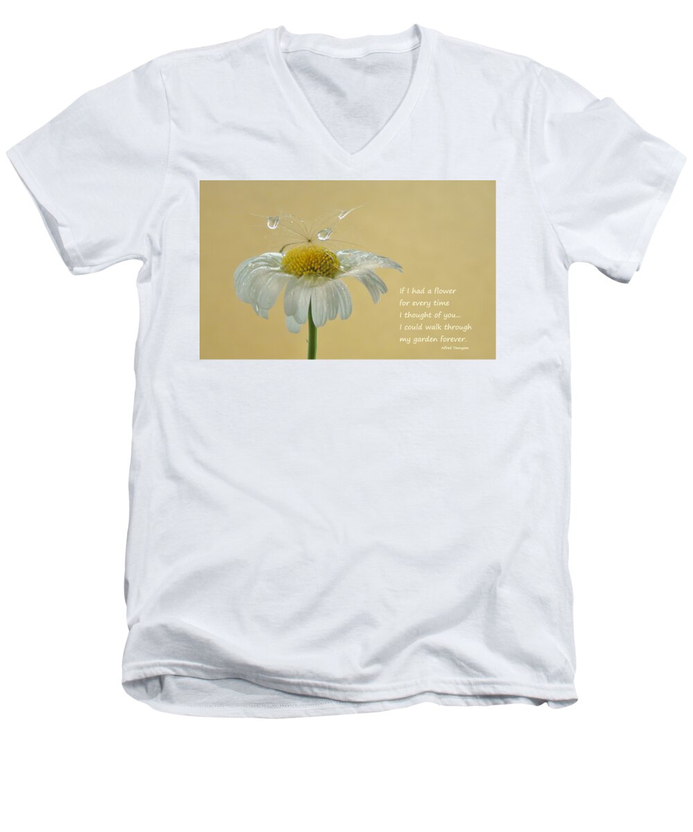 Flower Men's V-Neck T-Shirt featuring the photograph If I had a flower quote by Barbara St Jean