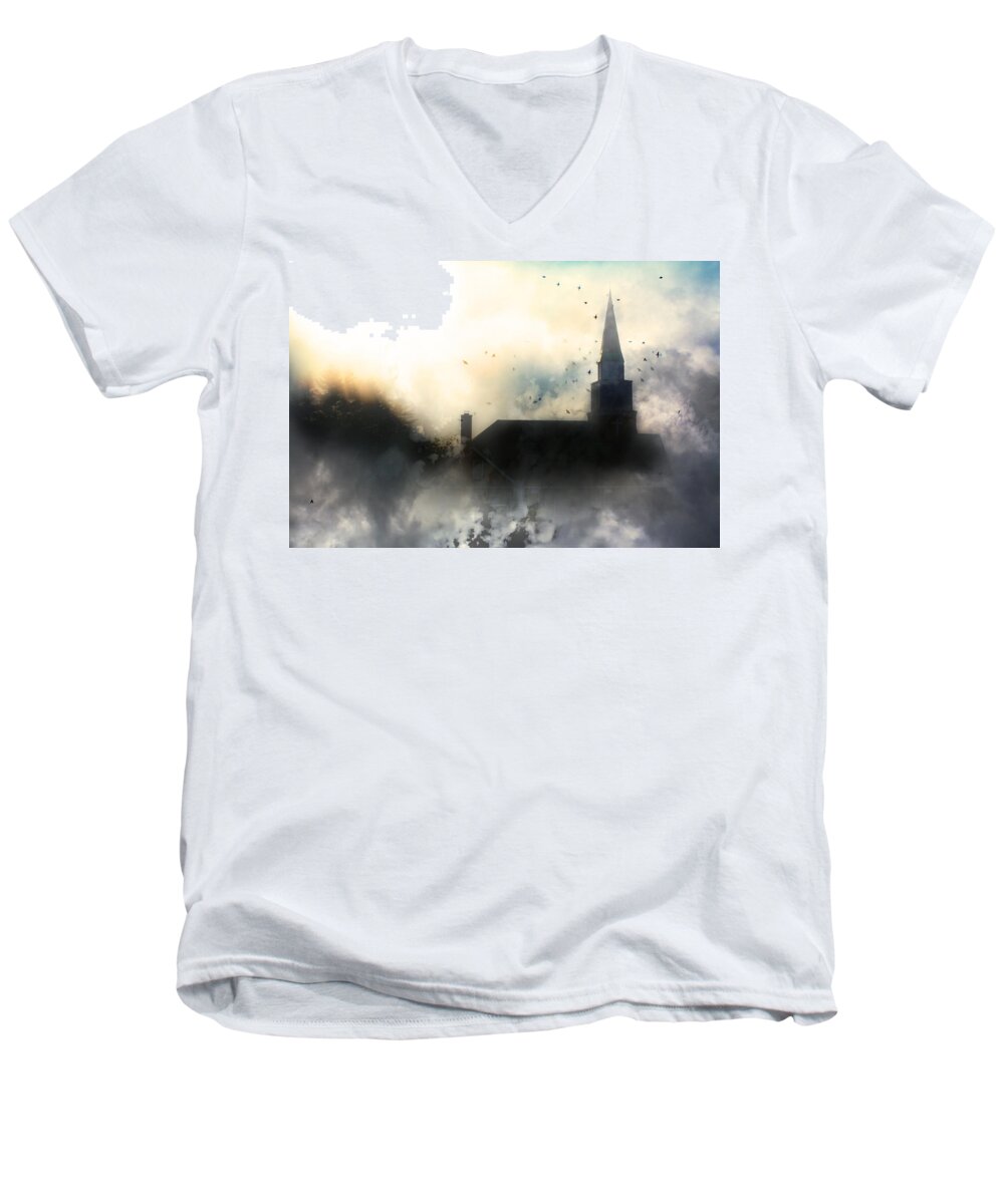 North Carolina Men's V-Neck T-Shirt featuring the painting I'll Fly Away by Gray Artus