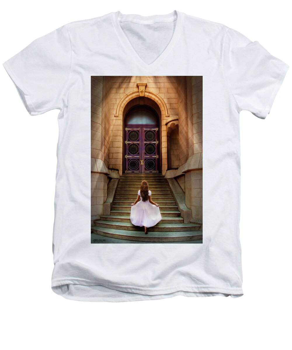 Lds Men's V-Neck T-Shirt featuring the painting I'm Going There Some Day by Greg Collins
