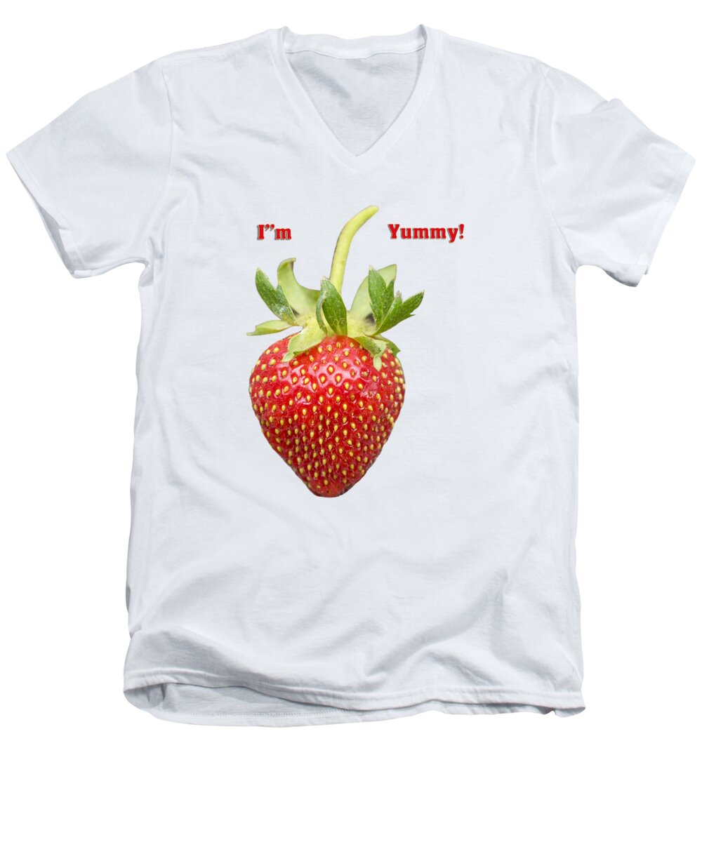 Strawberries Men's V-Neck T-Shirt featuring the photograph Im Yummy by Thomas Young