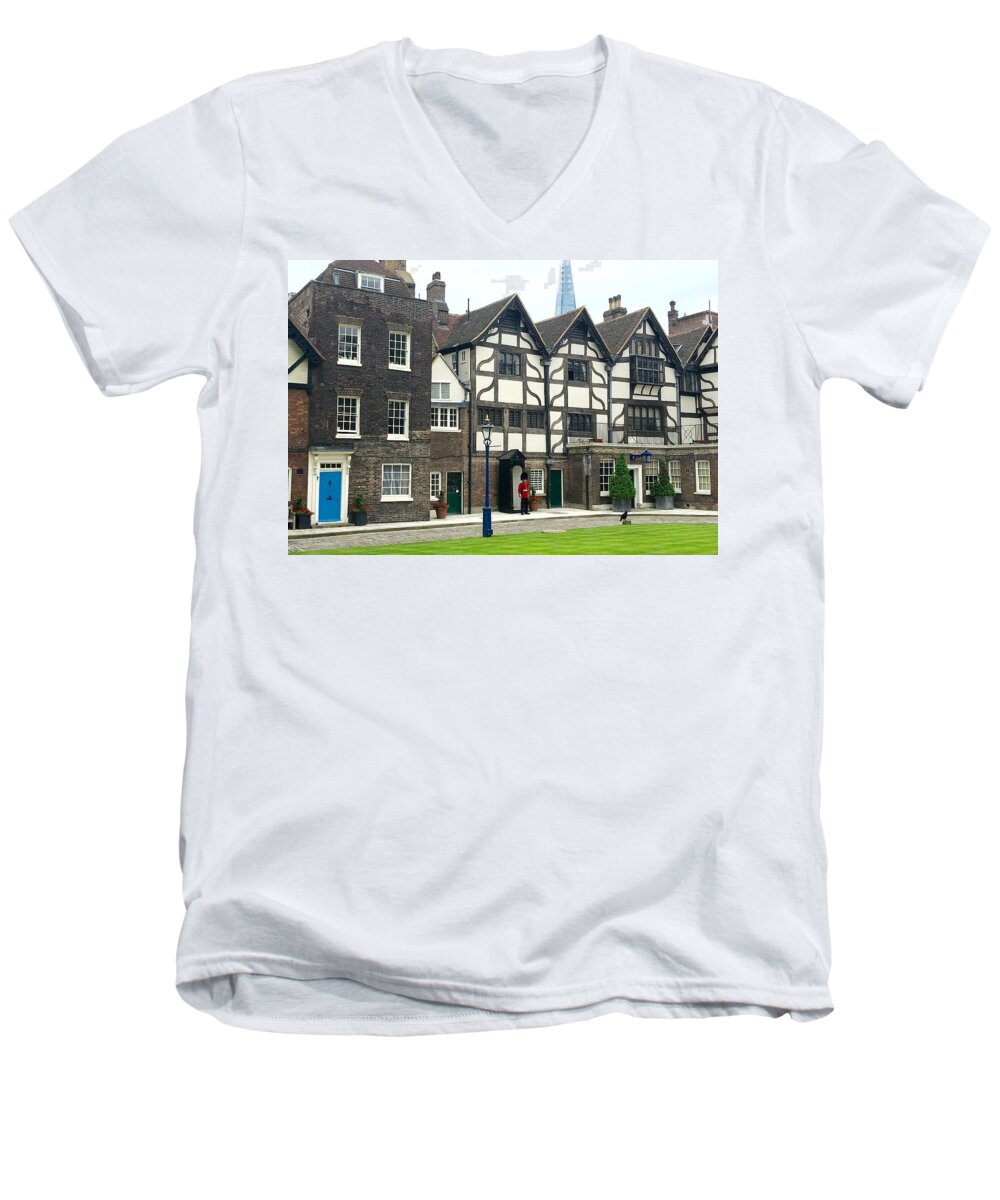 Tower Of London Men's V-Neck T-Shirt featuring the photograph In London by Nancy Ann Healy